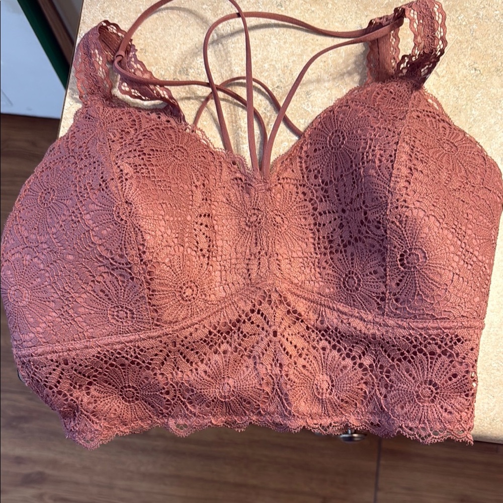 Buckle Lace Bralette in Rust